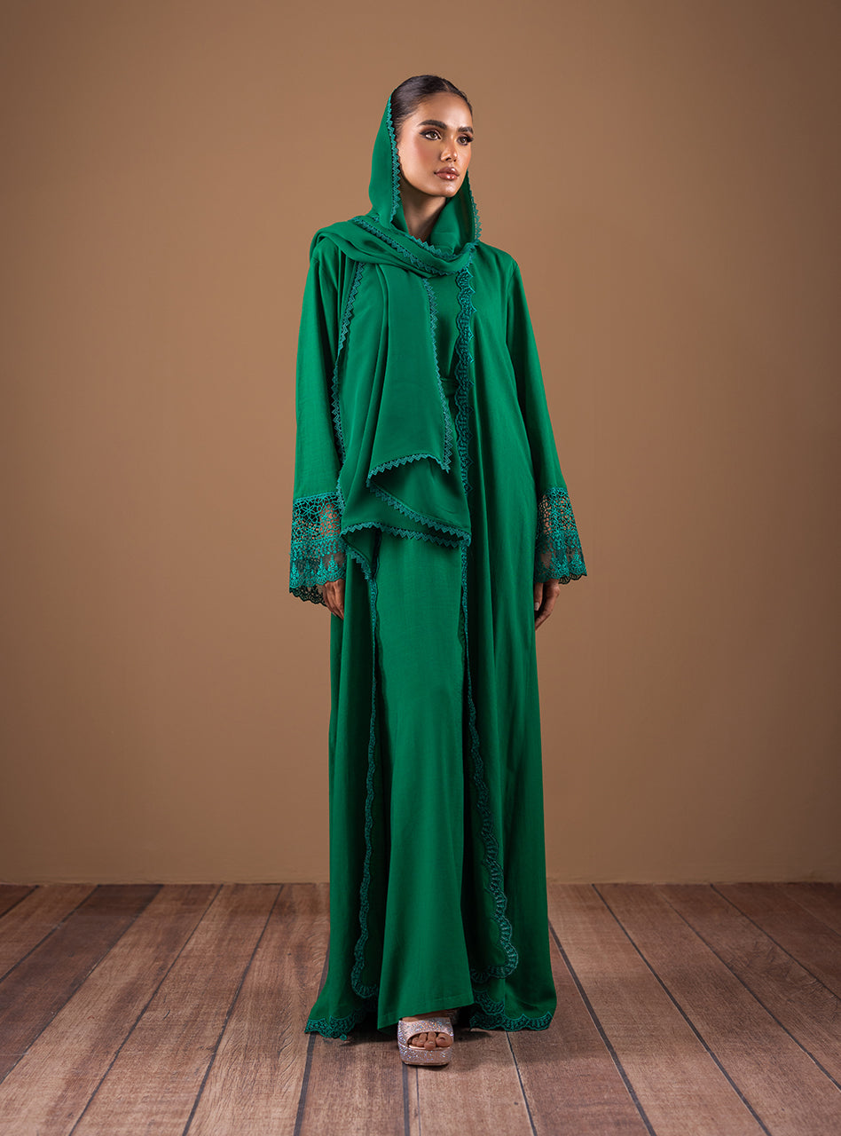 Emerald Lace Irish Linen Kaftan (2-Piece) - Image 1