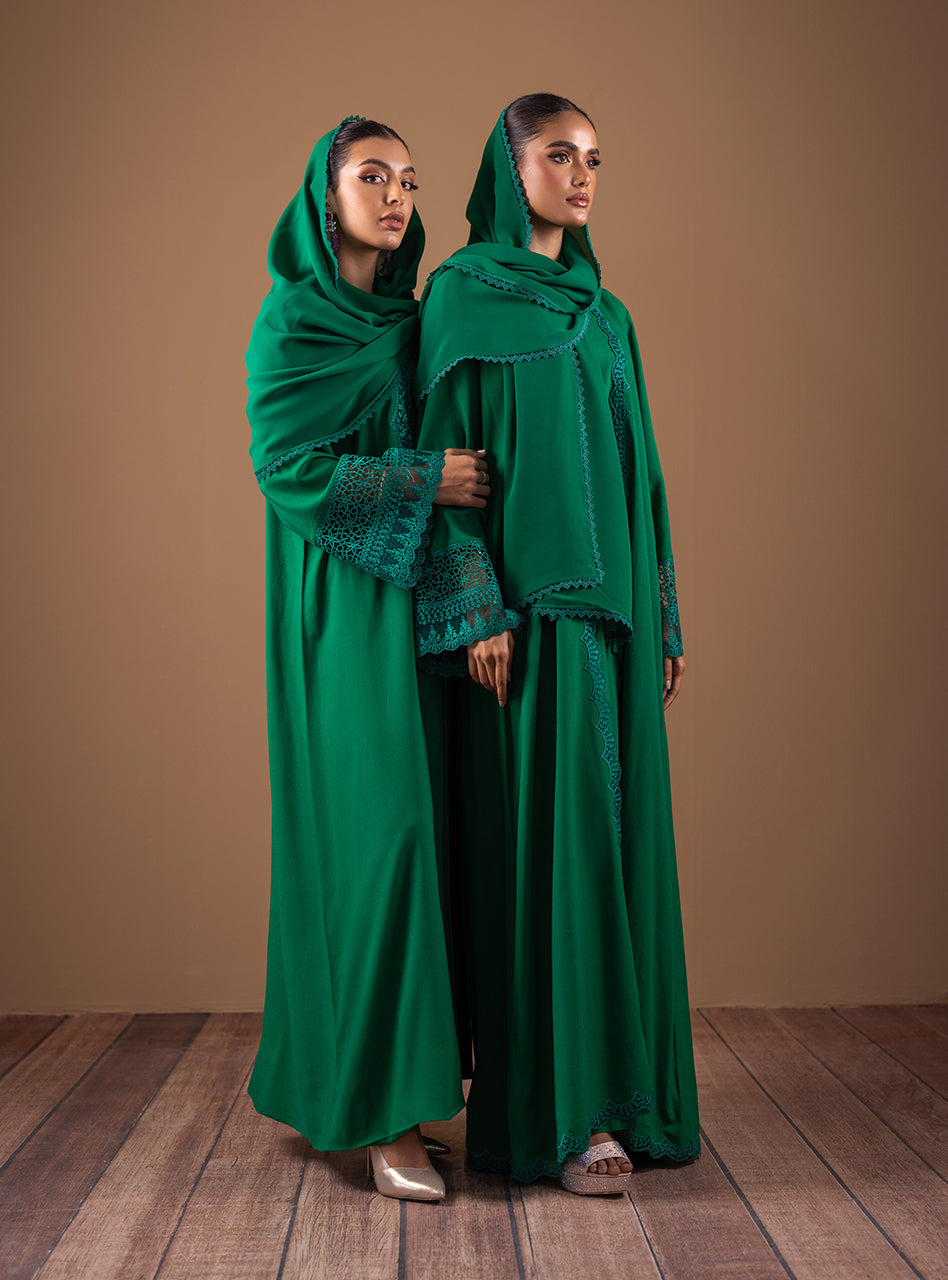 Emerald Lace Irish Linen Kaftan (2-Piece) - Image 5