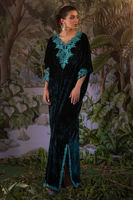 Emerald Anchor Embroidered Velvet Kaftan (1-Pc) - Image 2