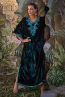 Emerald Anchor Embroidered Velvet Kaftan (1-Pc) - Image 4