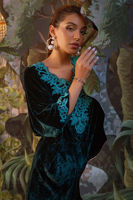 Emerald Anchor Embroidered Velvet Kaftan (1-Pc) - Image 5