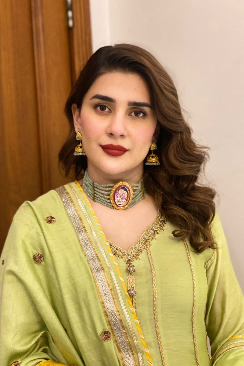 Pakistani Apple Green Embroidered Kora Cotton Kalidaar (3-Piece) - Image 3