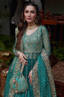 Pine Green Embellished Net Kalidaar (2-Piece) - Image 3