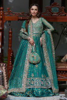 Pine Green Embellished Net Kalidaar (2-Piece) - Image 4