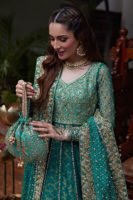 Pine Green Embellished Net Kalidaar (2-Piece) - Image 6
