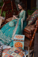 Pine Green Embellished Net Kalidaar (2-Piece) - Image 7