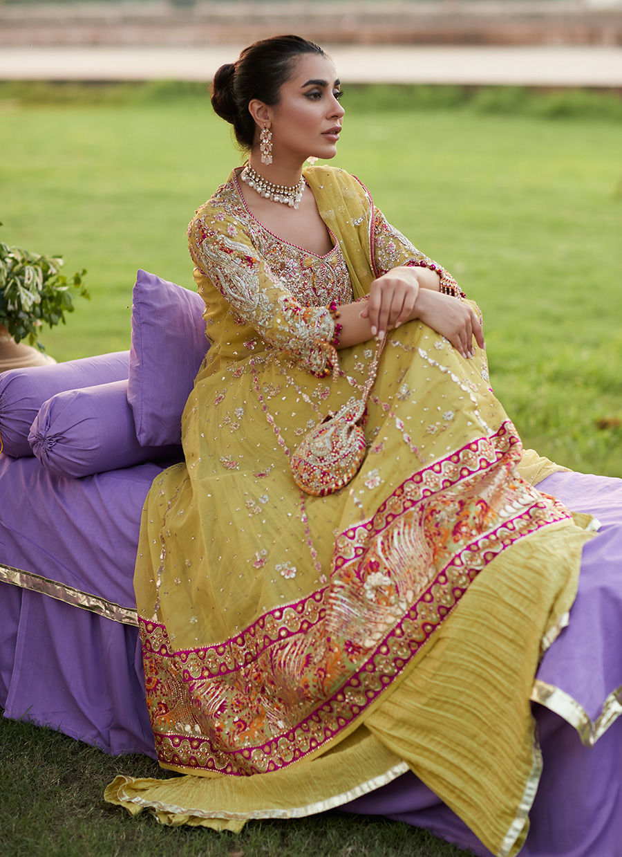 Kiwi Green Zardozi Net Kalidaar (3-Piece) - Image 6