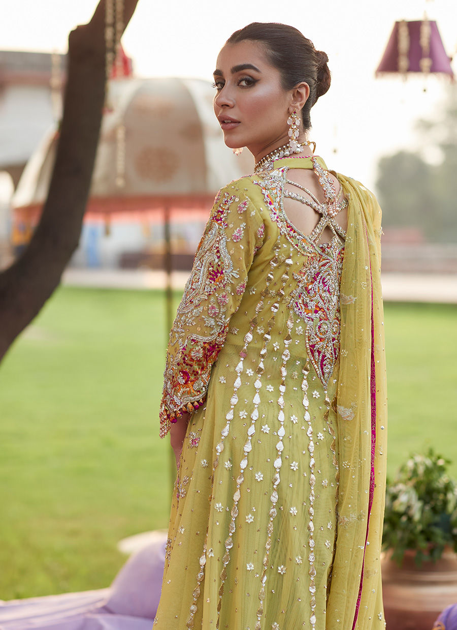 Kiwi Green Zardozi Net Kalidaar (3-Piece) - Image 7