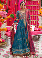 Teal Zardozi Net Kalidaar Dress (2-Piece) - Image 1