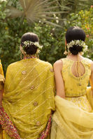 Pakistani Reseda Green Gota Raw Silk Kalidar (2-Piece) - Image 3