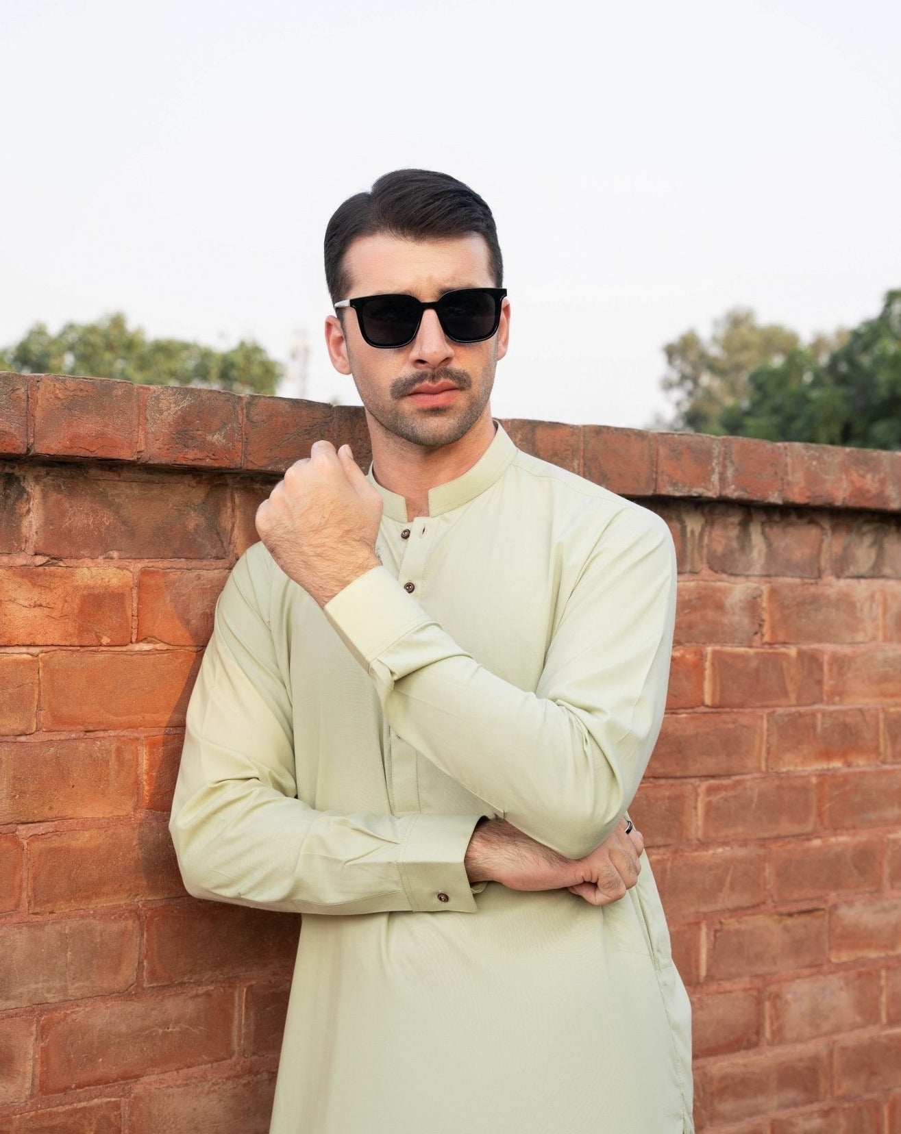 Mint Blended Fabric Kurta Pajama (2-Piece) - Image 1