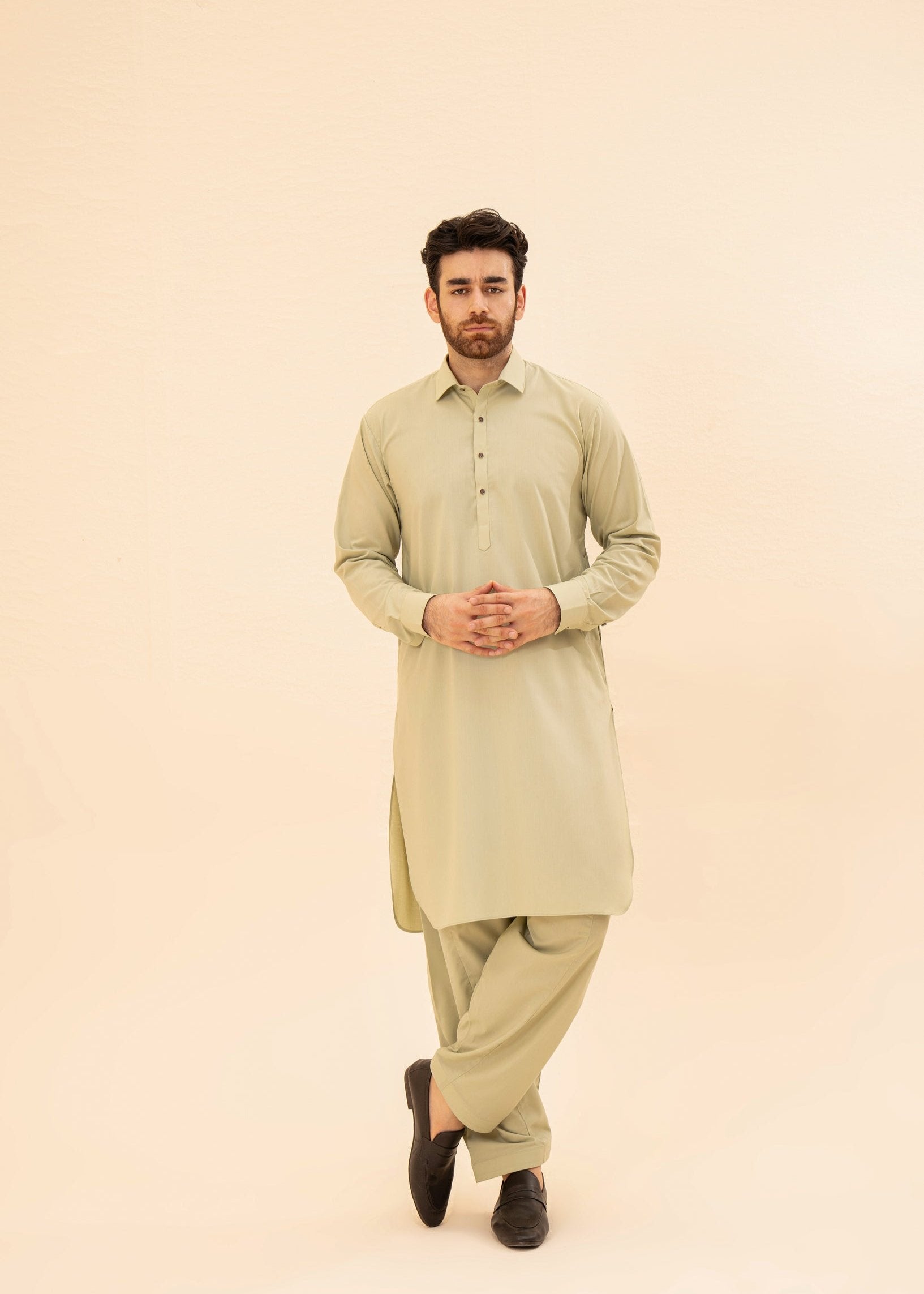 Mint Blended Fabric Kurta Pajama (2-Piece) - Image 5