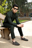 Bottle Green Solid Cotton Kurta Trouser Set (2-Piece) - Image 3
