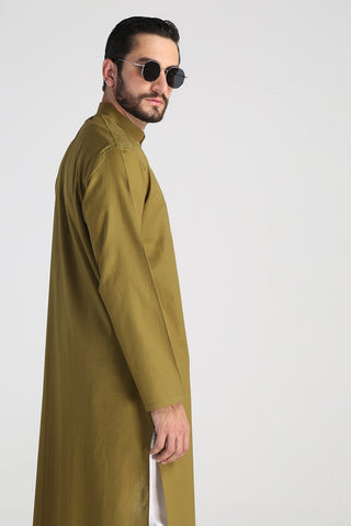 Light Green Cotton Jacquard Kurta (2-Piece) - Image 5