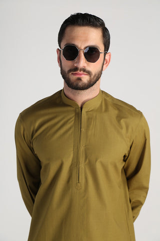 Light Green Cotton Jacquard Kurta (2-Piece) - Image 6
