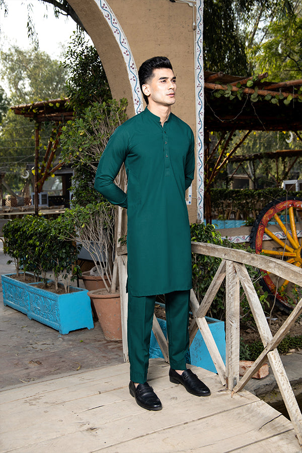 Teal Cotton-Blend Kurta Pajama Set (2-Piece) - Image 2
