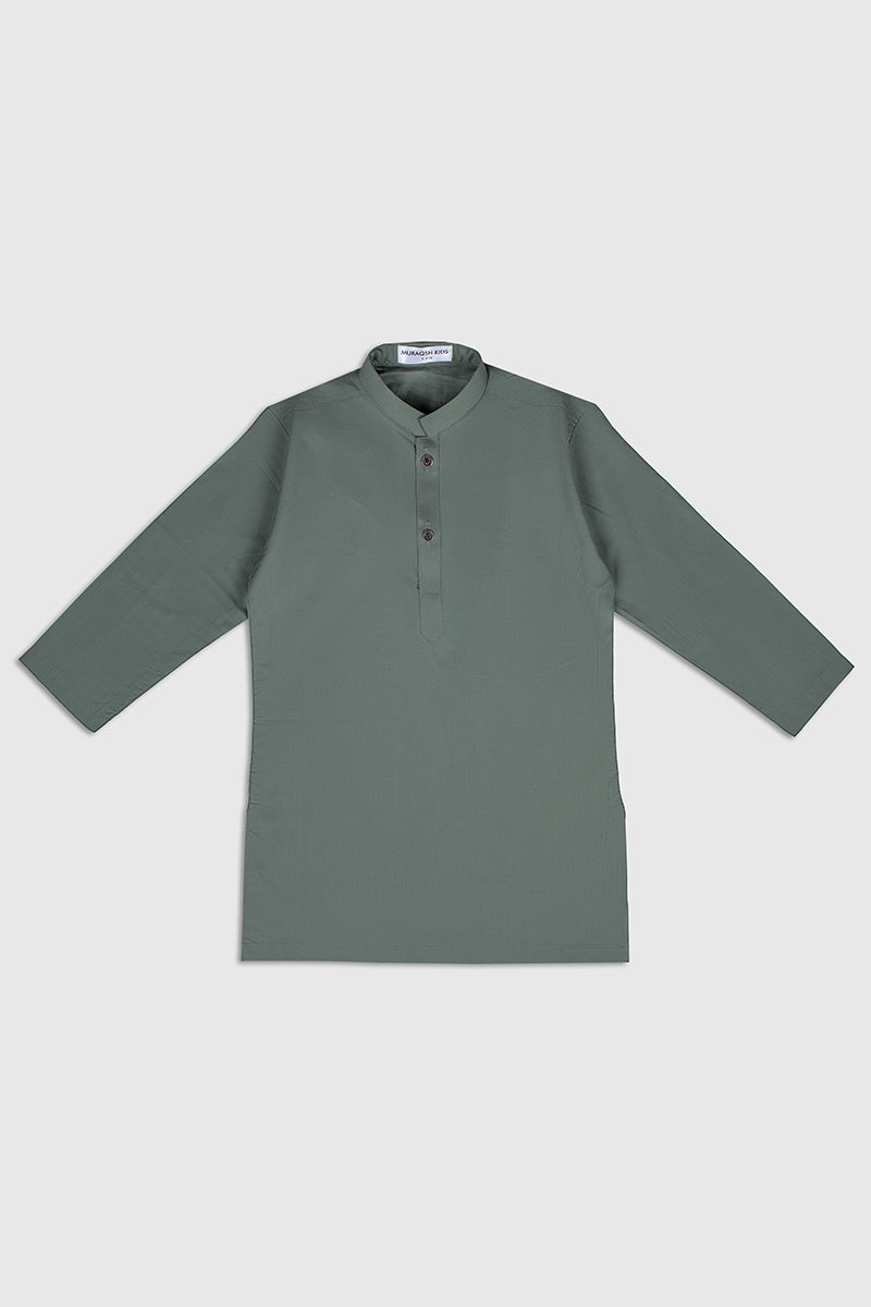 Army Green Cotton Kurta Pajama Set (2-Piece) - Image 2