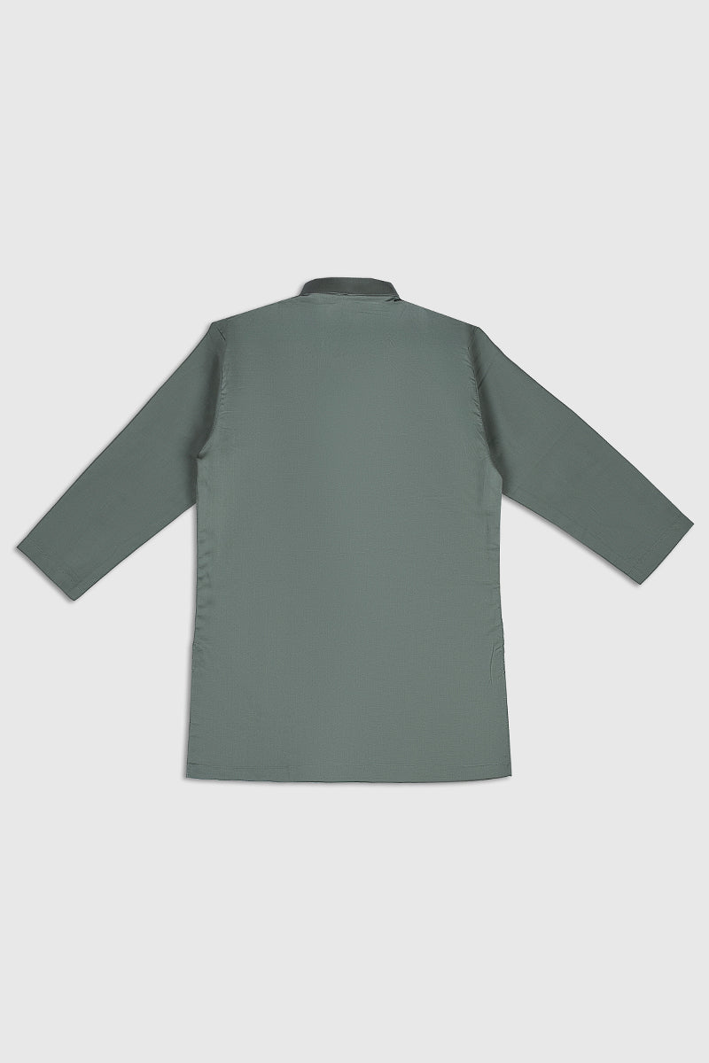 Army Green Cotton Kurta Pajama Set (2-Piece) - Image 3