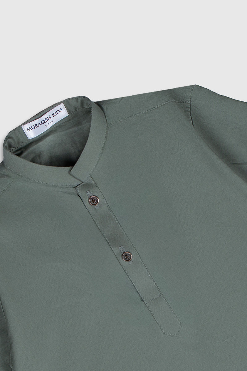 Army Green Cotton Kurta Pajama Set (2-Piece) - Image 5