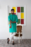 Sea Green Cotton Kurta Pajama Set (2-Piece) - Image 2
