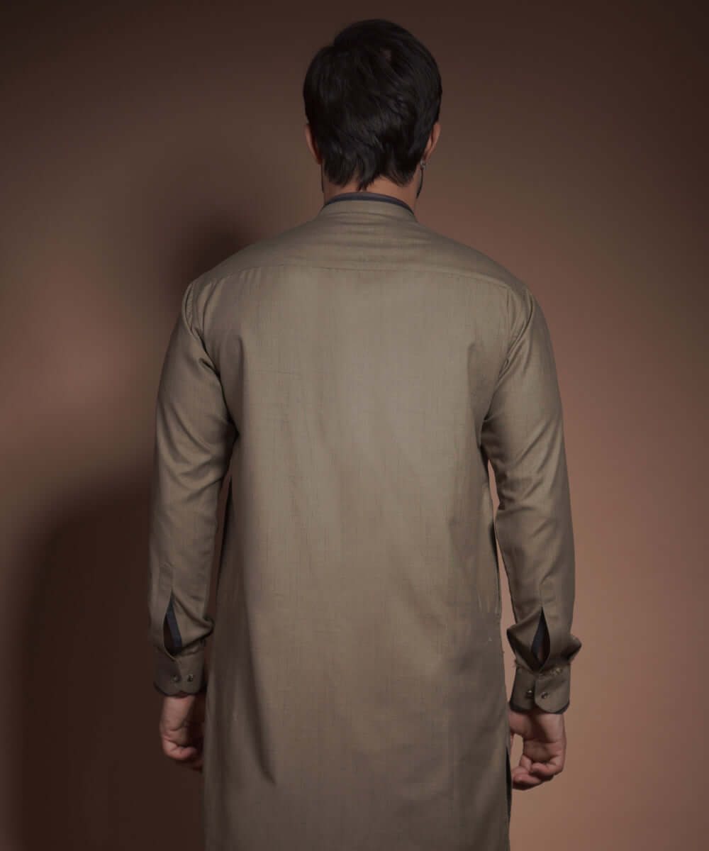 Olive Green Textured Cotton-Viscose Kurta Pajama (2-Piece) - Image 2