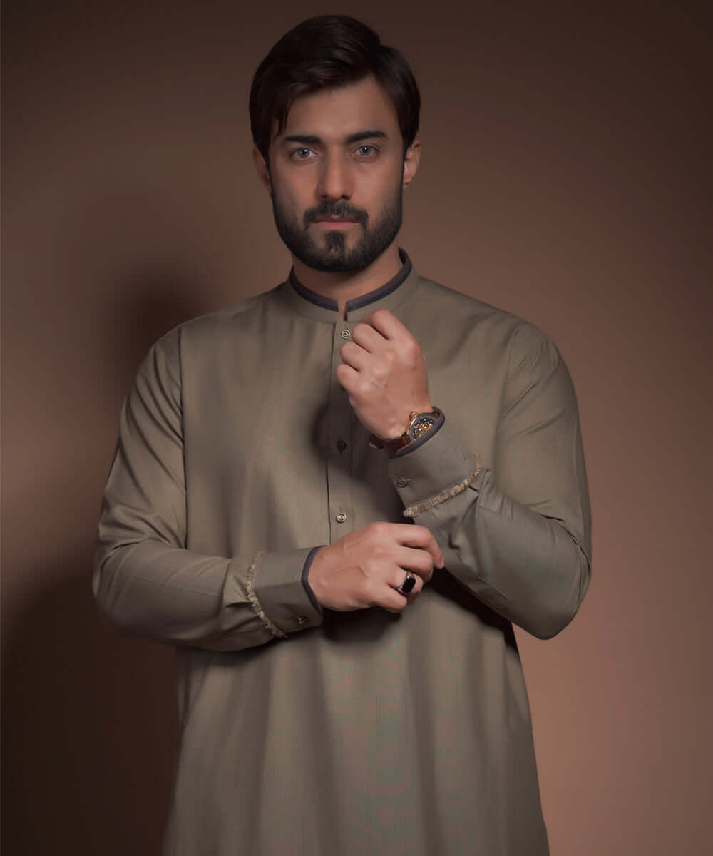 Olive Green Textured Cotton-Viscose Kurta Pajama (2-Piece) - Image 3