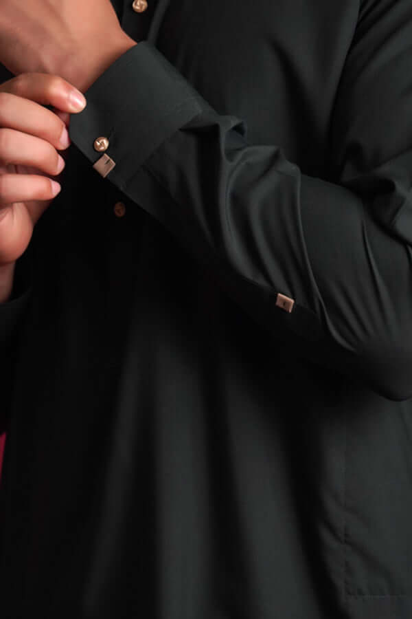 Deep Emerald Green IronEZ Kurta Pajama (2-Piece) - Image 4