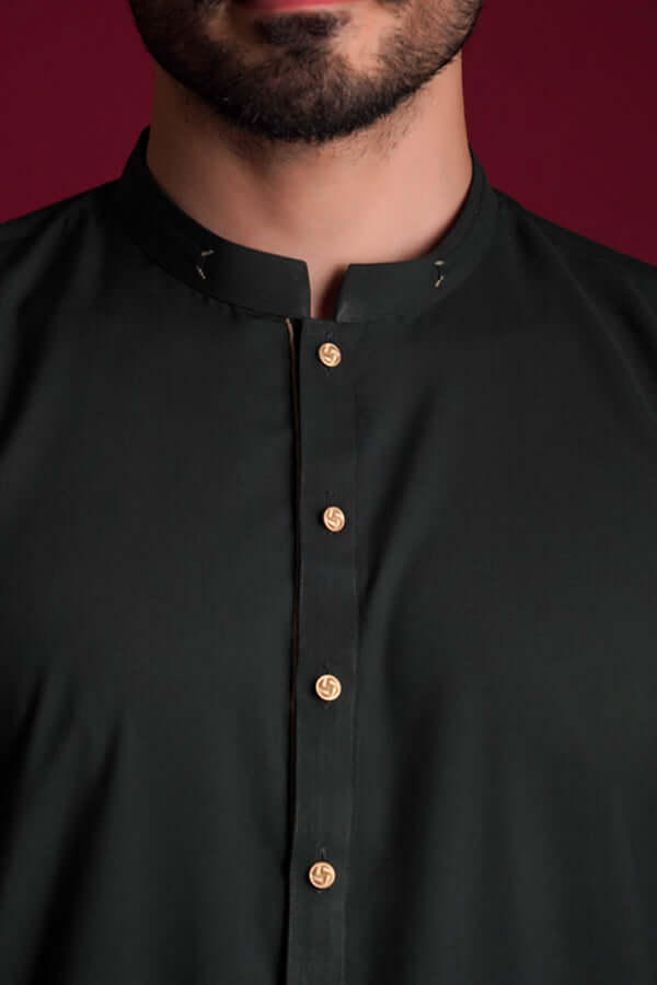 Deep Emerald Green IronEZ Kurta Pajama (2-Piece) - Image 5