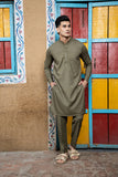 Army Green Plain Weave Kurta Pajama (2-Piece) - Image 4
