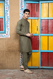 Army Green Plain Weave Kurta Pajama (2-Piece) - Image 5