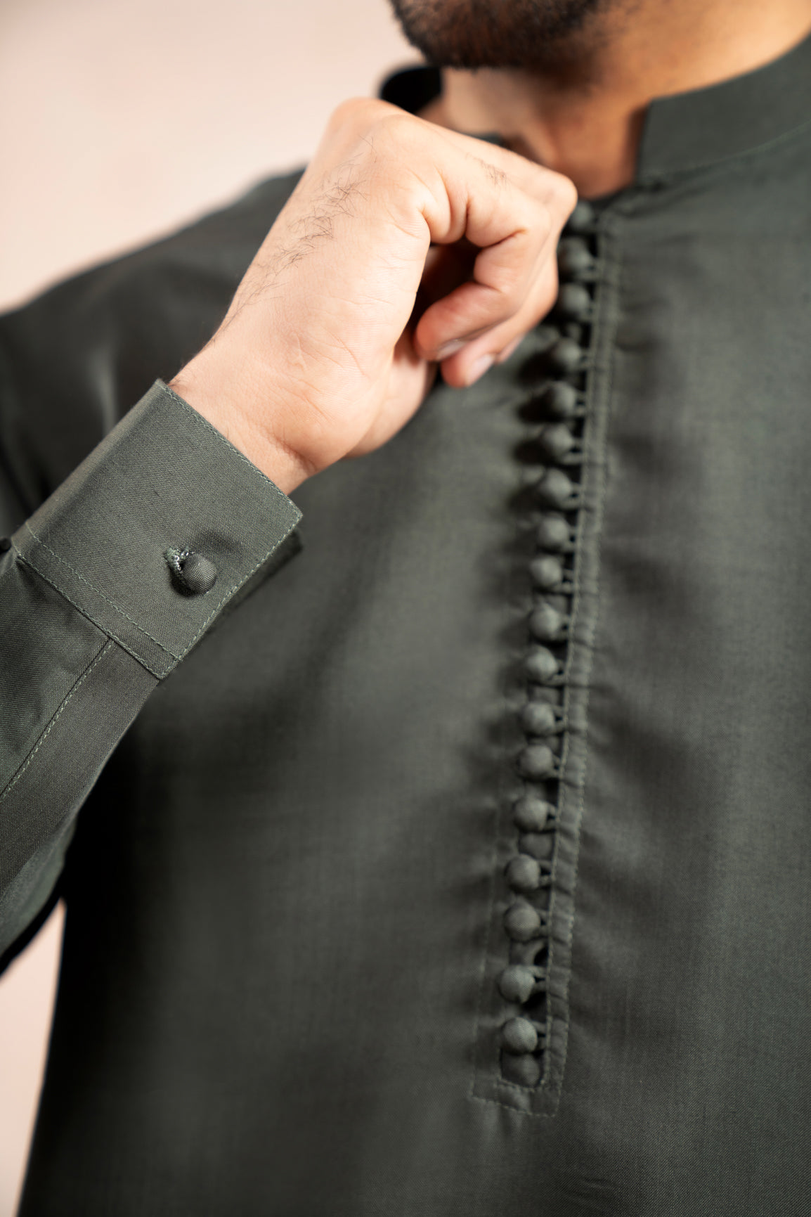 Olive Green Viscose Silk Kurta Pajama (2-Piece) - Image 2