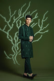 Deep Green Embroidered Wash-and-Wear Kurta Pajama (2-Piece) - Image 2