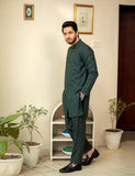 Deep Green Woven Wash & Wear Kurta Pajama (2-Piece) - Image 3
