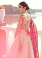 Mint Embroidered Charmeuse Choli & Jamawar Lehenga (3-Piece) - Image 2