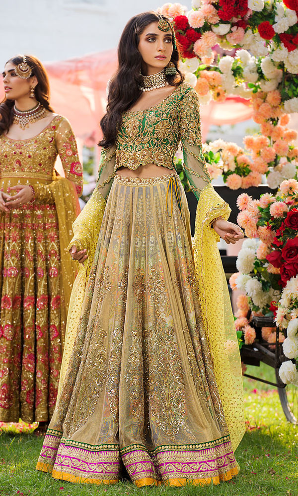 Green Cutwork Net Lehenga Set (3-Piece) - Image 2