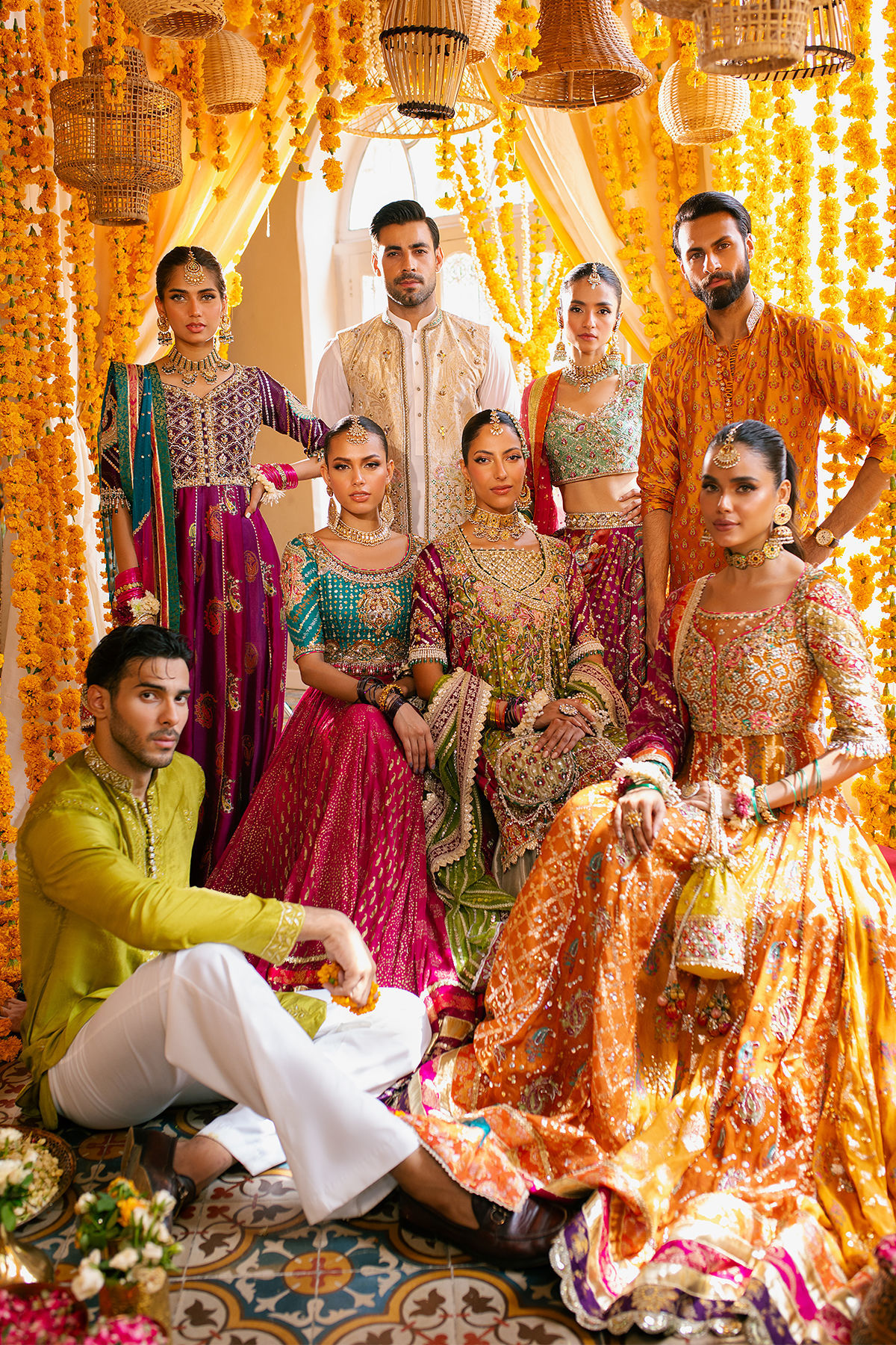 Pakistani Emerald Zardozi Raw Silk Choli with Chiffon Lehenga (3-Piece) - Image 11