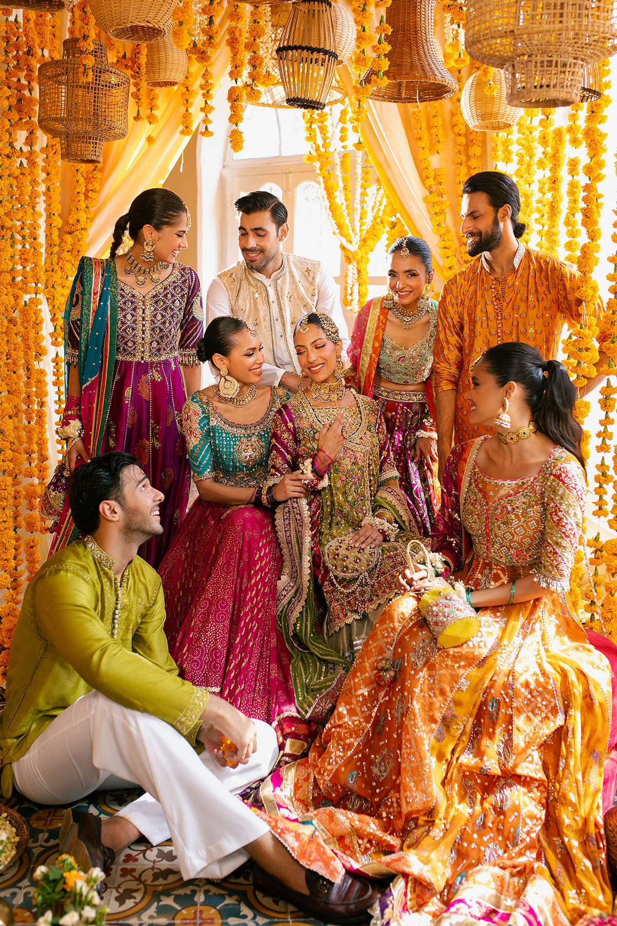 Pakistani Emerald Zardozi Raw Silk Choli with Chiffon Lehenga (3-Piece) - Image 14