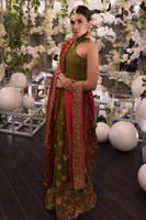 Pakistani Olive Green Zardozi Silk Lehenga Choli (3-Piece) - Image 2