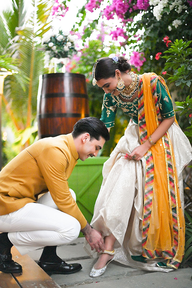 Jewel Green Zardozi Silk Lehenga Set (3-Piece) - Image 7