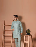 Light Green Embroidered Karandi Kurta (2-Piece) - Image 4