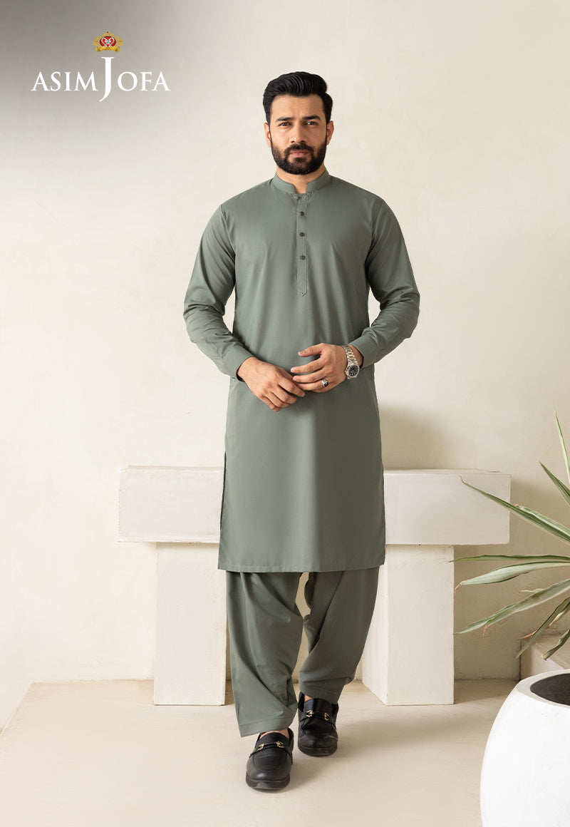 Russian Green Blended Fabric Kurta Shalwar (2-Piece) - Image 1