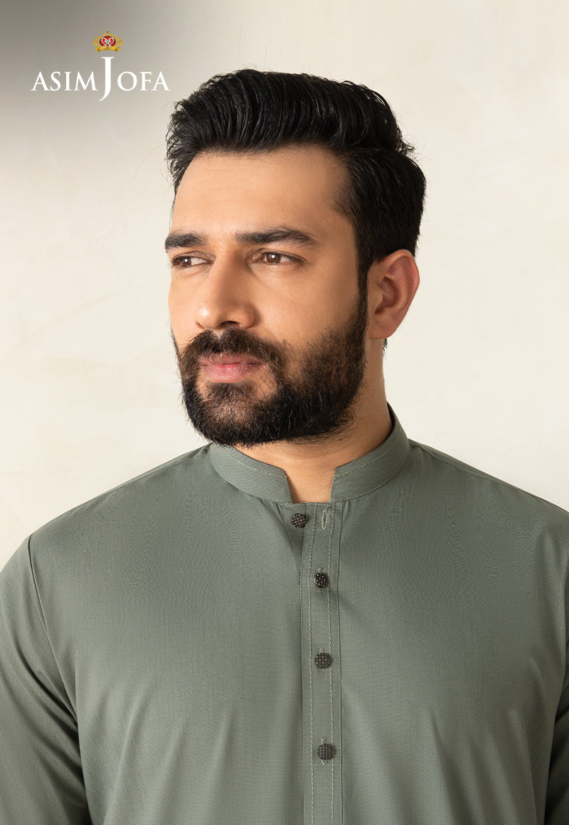 Russian Green Blended Fabric Kurta Shalwar (2-Piece) - Image 2