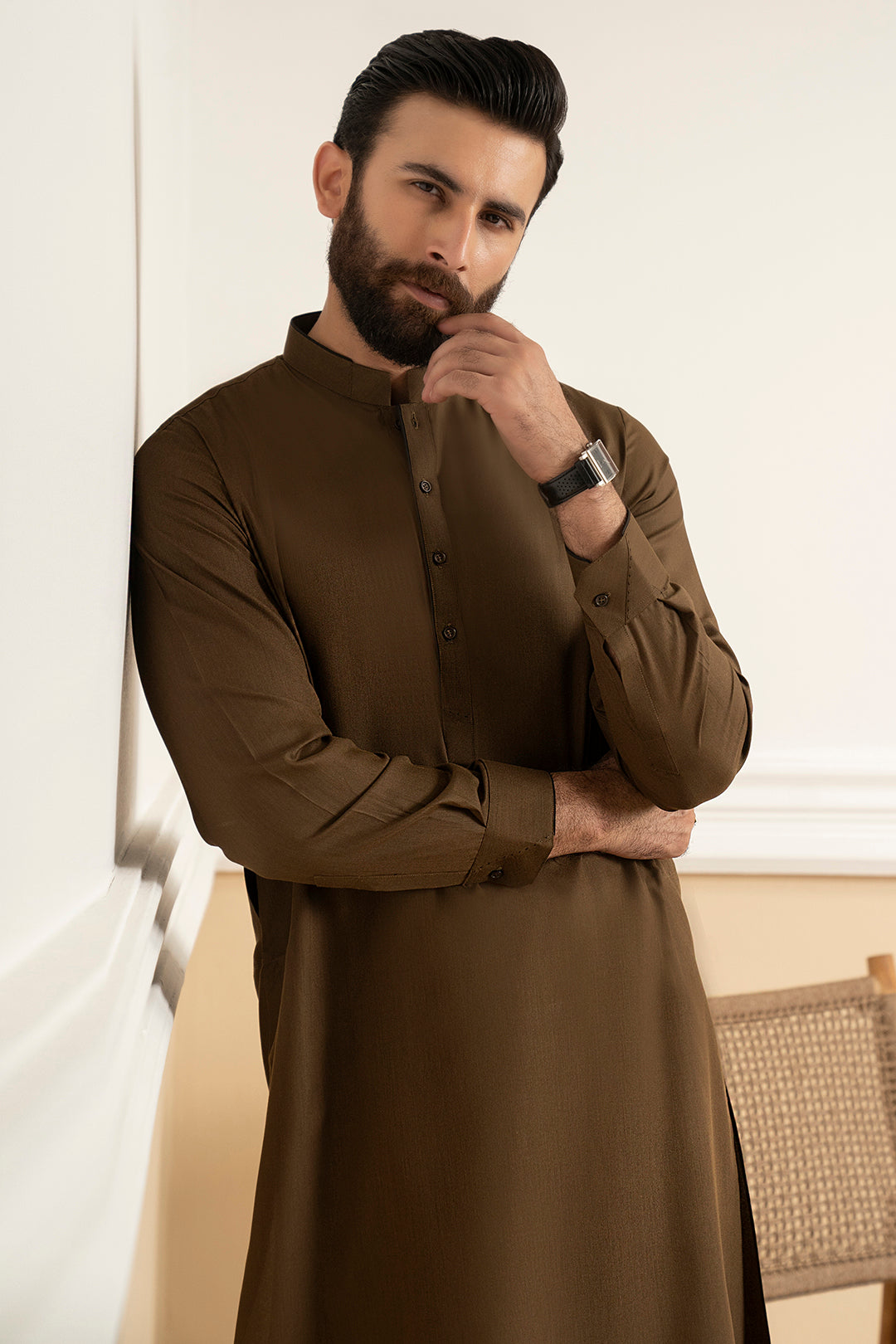 Mehndi Green Blended Fabric Shalwar Kameez (2-Piece) - Image 1