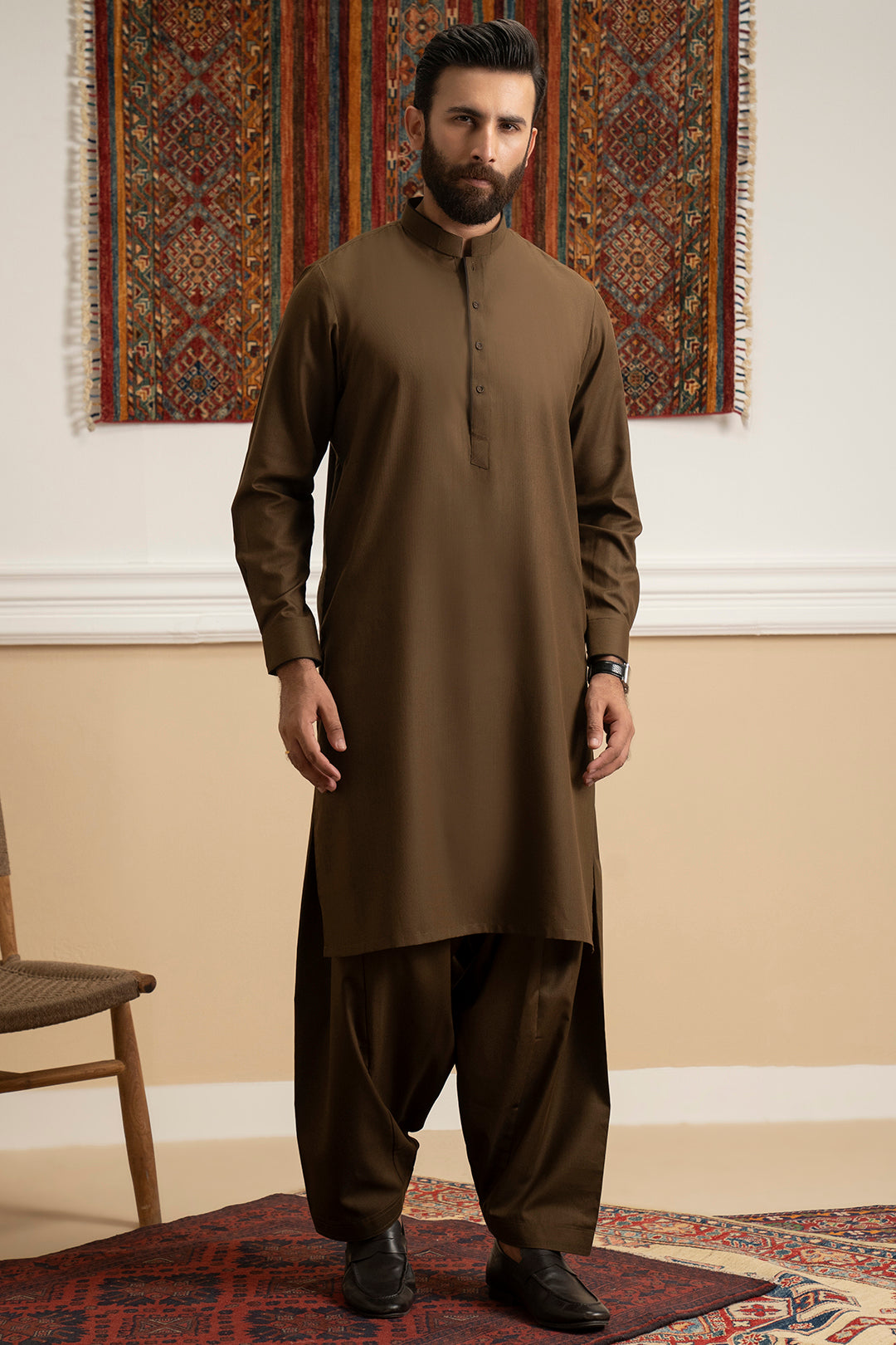 Mehndi Green Blended Fabric Shalwar Kameez (2-Piece) - Image 2