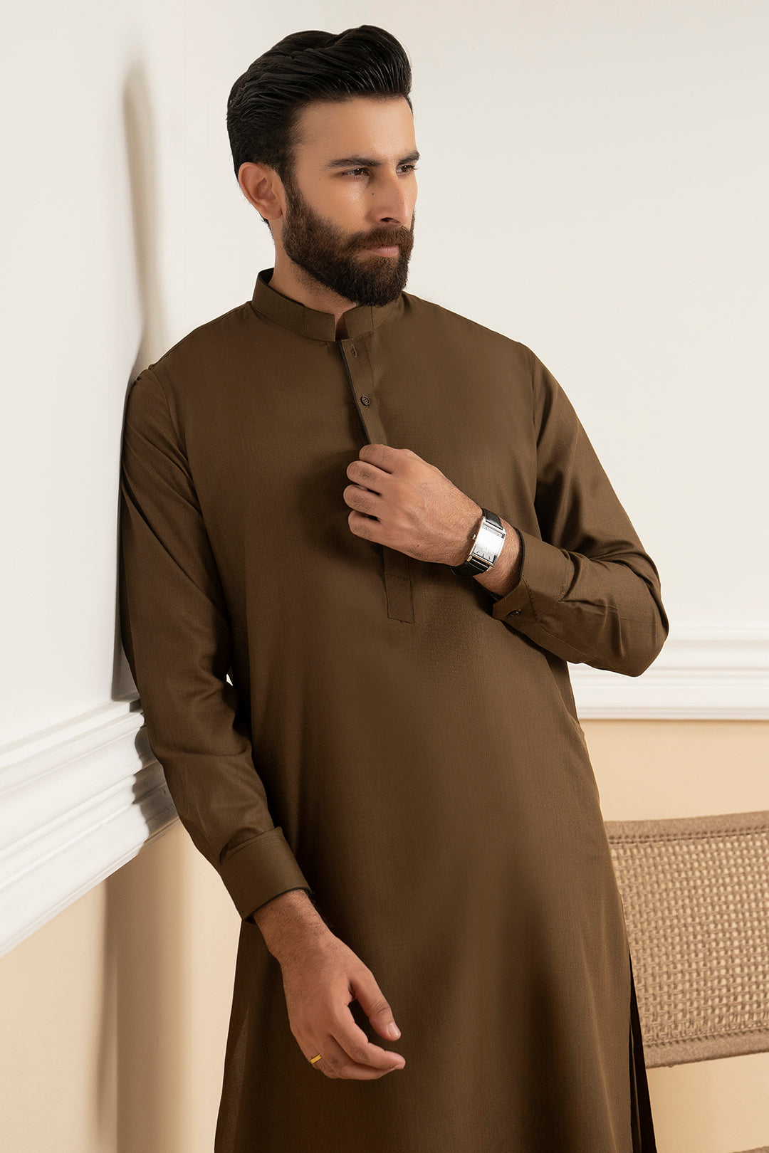 Mehndi Green Blended Fabric Shalwar Kameez (2-Piece) - Image 3