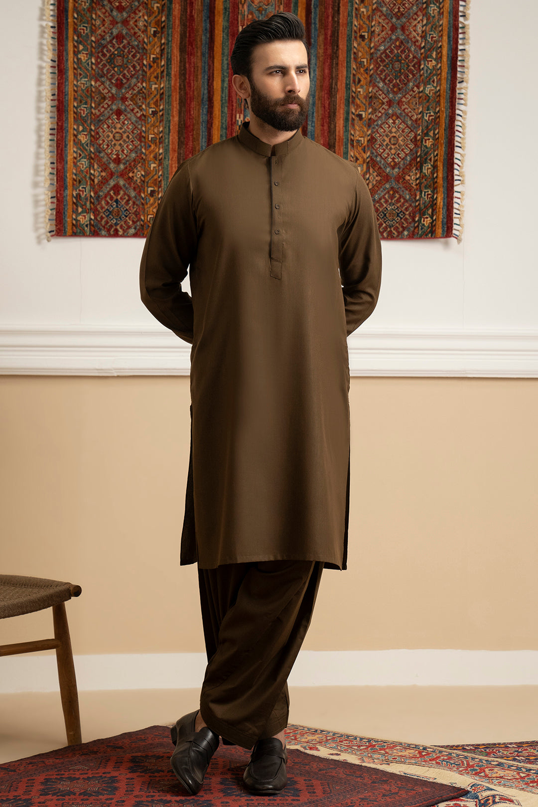 Mehndi Green Blended Fabric Shalwar Kameez (2-Piece) - Image 7