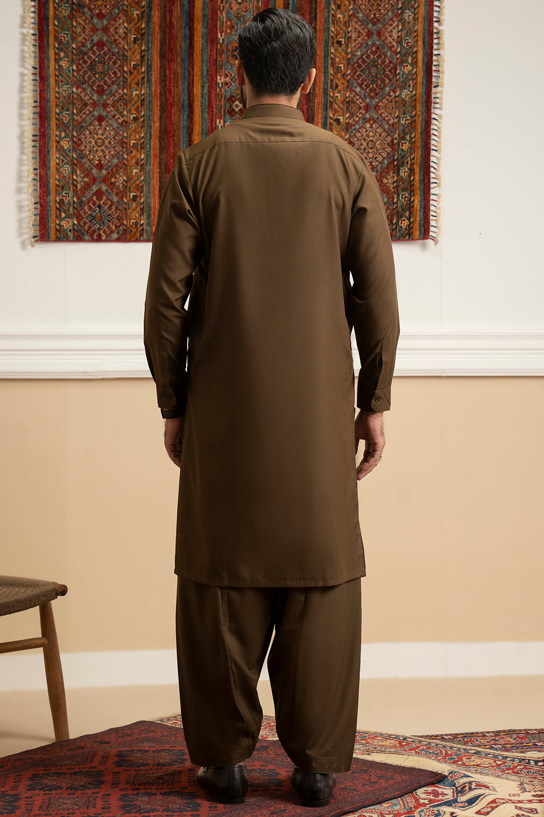 Mehndi Green Blended Fabric Shalwar Kameez (2-Piece) - Image 9