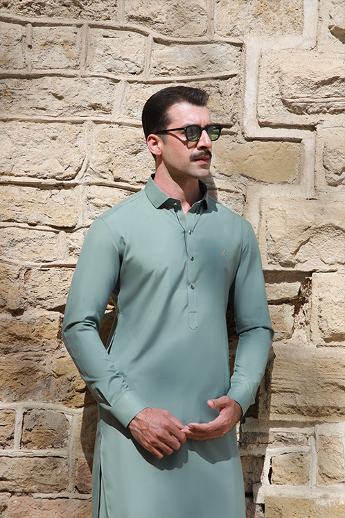 Mint Green Bosky Shalwar Kameez (2-Piece) - Image 4