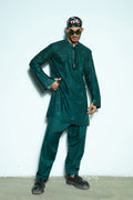 Tropical Green Self-Embroidered Cotton Kurta Shalwar (2-Piece) - Image 1