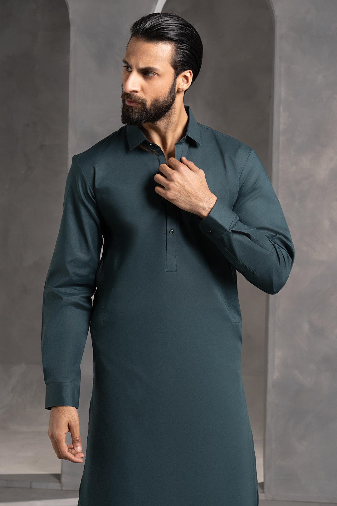 Dark Green Cotton Shalwar Kameez (2-Piece) - Image 1